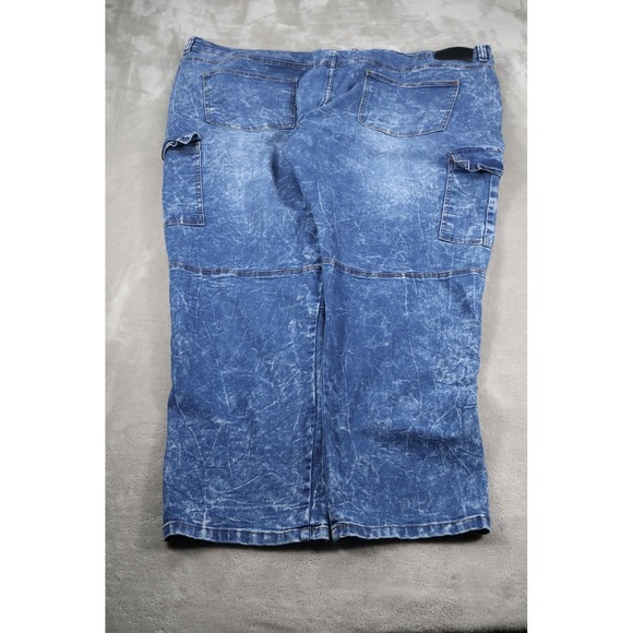 STEVE'S JEANS Shorts Mens 48 Blue Denim Acid Wash Cargo Relaxed Fit Pockets - Picture 2 of 7